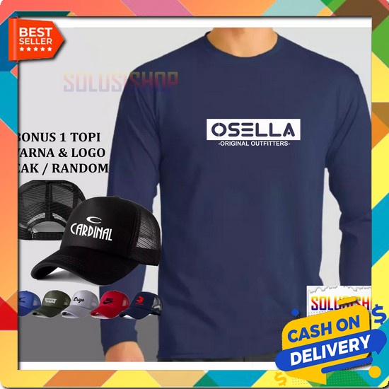 Promo Kaos Pria Kekinian Santai Motif Basic Korea Kerja Lengan Panjang Kaos Panjang Osella Blok Puti