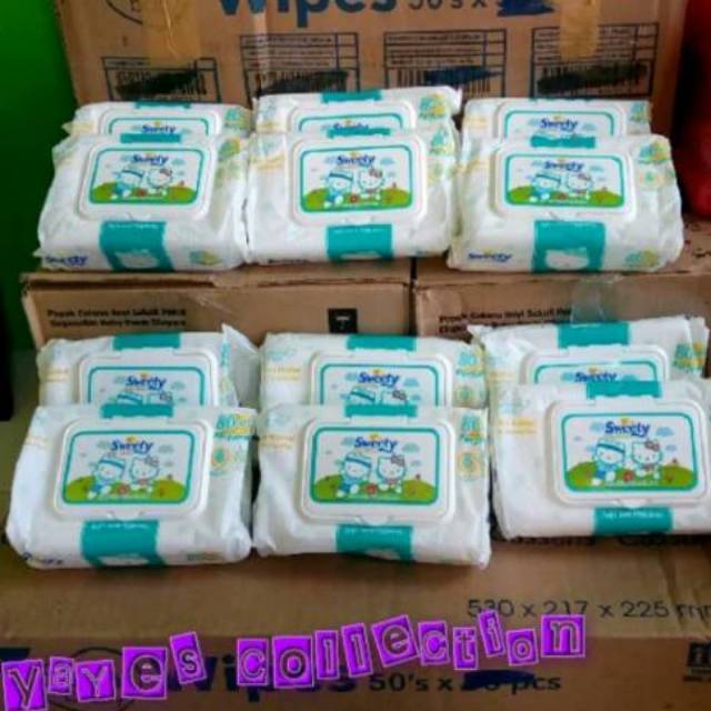 Tisu sweety tissue basah bayi anti bacterial non parfumed non alkohol baby wipes 84 - 72 sheets