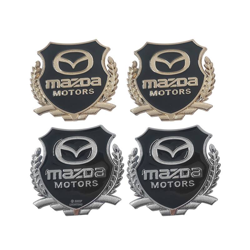 2 X Metal MAZDA MOTORS Logo Car Decorative Emblem Badge