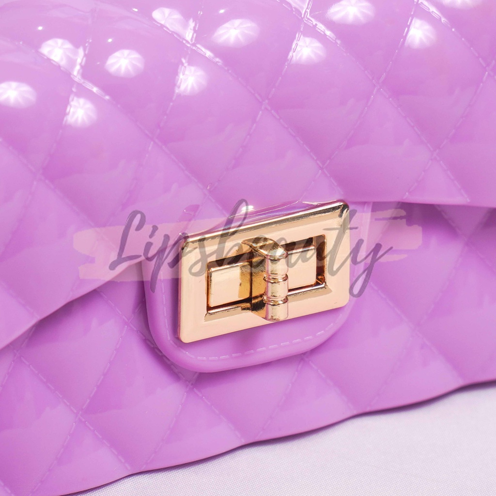 Tas Wanita Size 22 Cm Jelly Glossy  Rantai Emas