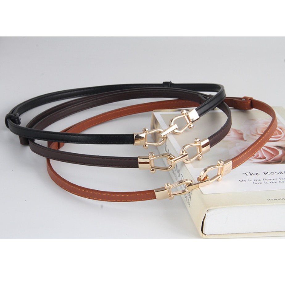 Ikat Ban Pinggang Adjustable Belt A126 Twin Omiga Korea Fashion Kulit Gasper Thin Kecil Tali Sabuk Wanita Cewek Anak Dewa