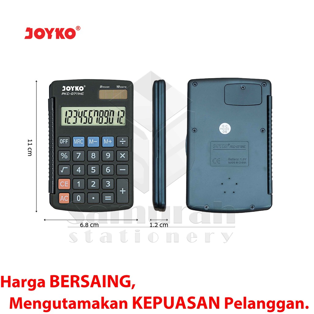 

HJK Kalkulator Saku Joyko PKC 0711 HC / Mesin Hitung PKC-0711HC / Calculator 12 Digit / Big Display