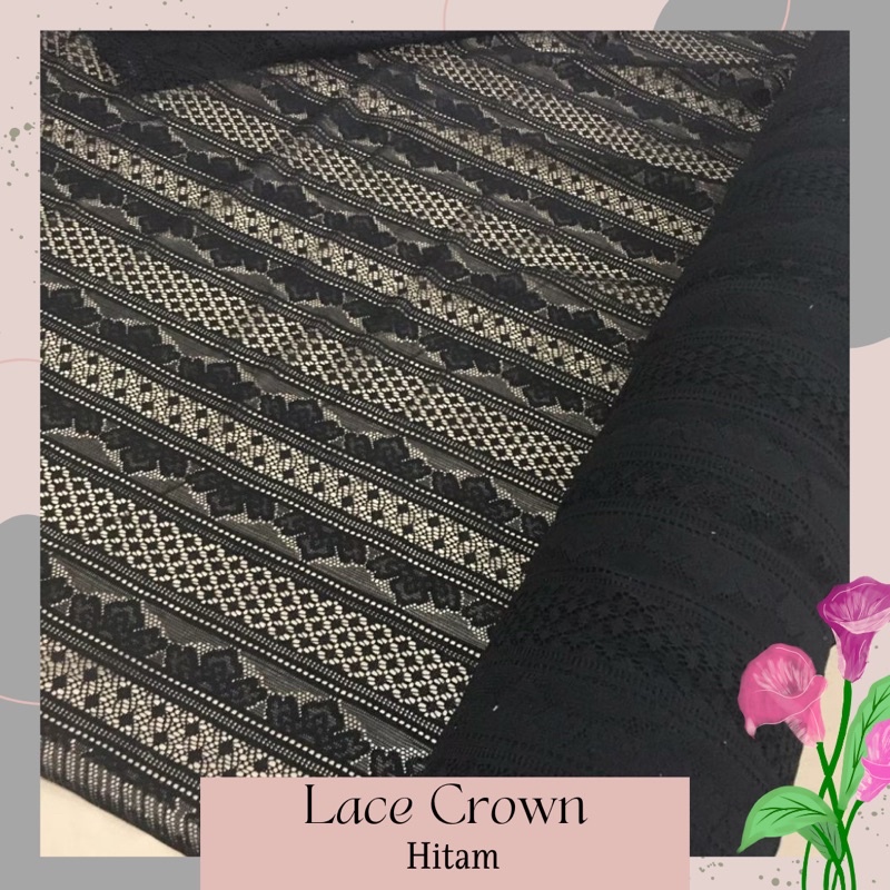 Kain Brukat Halus Lace Crown Warna Hitam