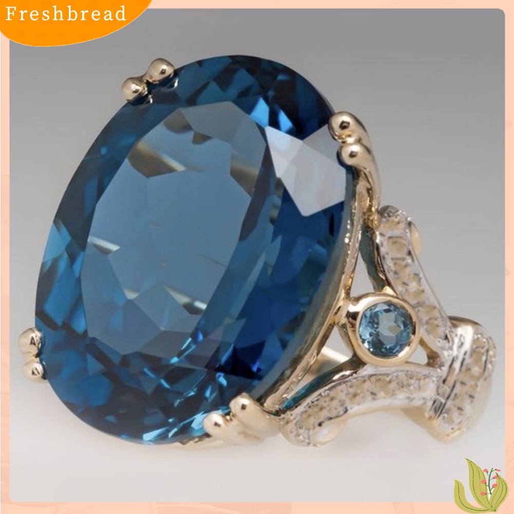 [TERLARIS]Women Big Faux Topaz Finger Ring Fashion Party Wedding Club Jewelry Hollow Gift