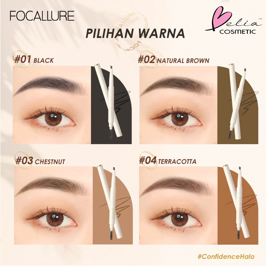 ❤ BELIA ❤ FOCALLURE Silky Shaping Eyebrow Pencil FA202 | Tahan Air Sliding Pensil alis-Makeup | Eyebrow Pen | Pensil Alis | BPOM