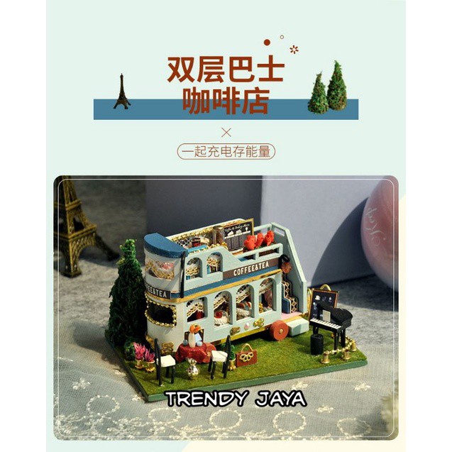 DIY Miniatur COFFEE BUS &amp; TEA BUS puzzle Craf (TC8-3 LED)