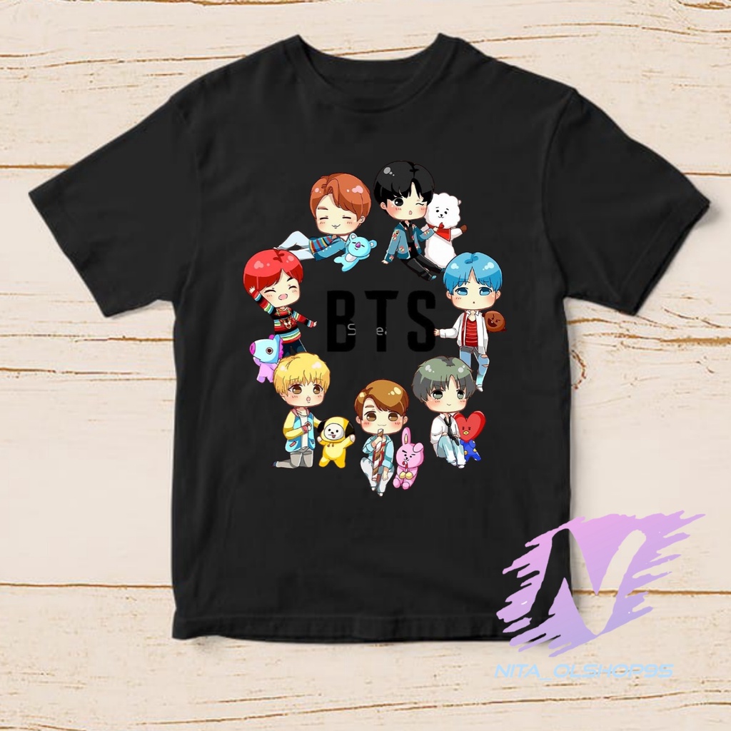 kaos anak bts kpop animasi kartun lucu