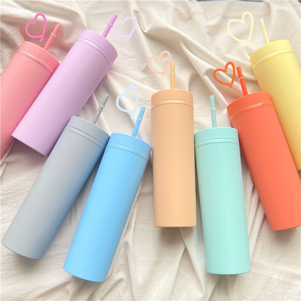 R-FLOWER Botol Air Minum Travel Gendong Dengan Tutup Pipet Suction Straw Cup