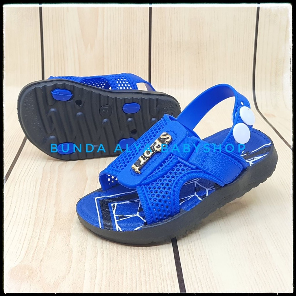 Sendal Anak Laki Laki 6 - 12 Bulan BIRU Alas Karet Model Tali Belakang - Sepatu Sandal Anak Cowok Karet Lentur Anti Licin