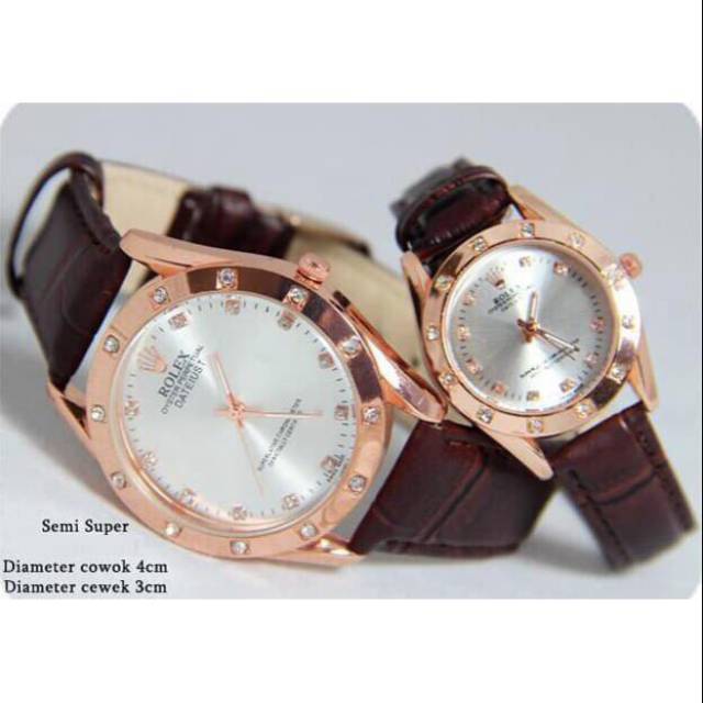 JAM TANGAN COUPLE ROLEX KULIT SUDAH SEPASANG