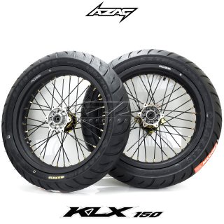 BAN SET KLX DTRACKER SUPERMOTO TROMOL BLACK GOLD BAN MAXXIS