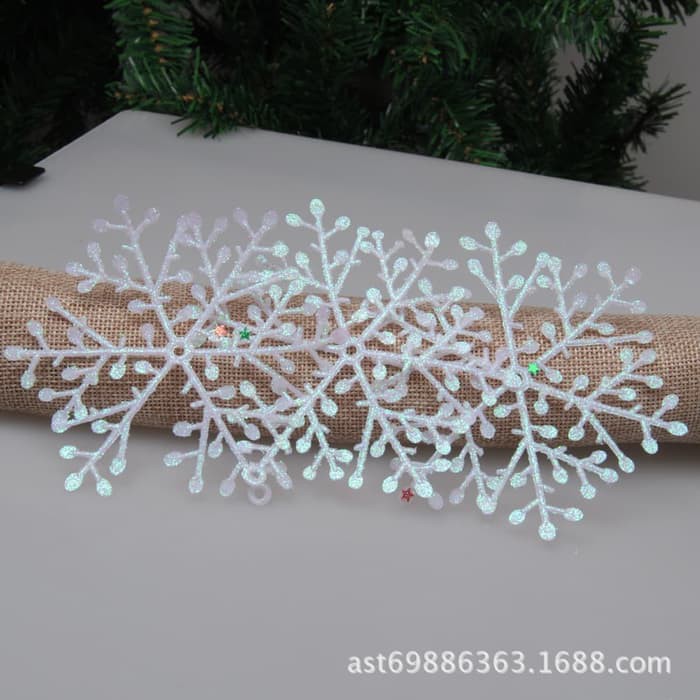 XSFB 10CM isi 3 PCS hologram snowflake salju dekorasi pohon natal