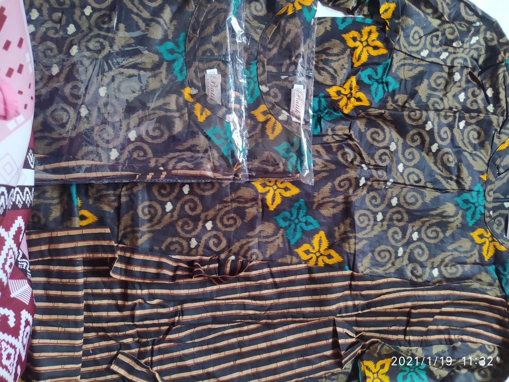 Tunik Batik Wanita Motif Songket Kombinasi Kotak Seragam Batik