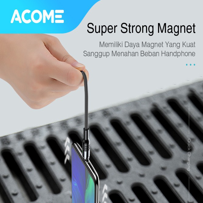 ACOME KABEL DATA STRONG MAGNETIC FAST CHARGING 2.4A 100CM GARANSI 1 TAHUN AXM-010