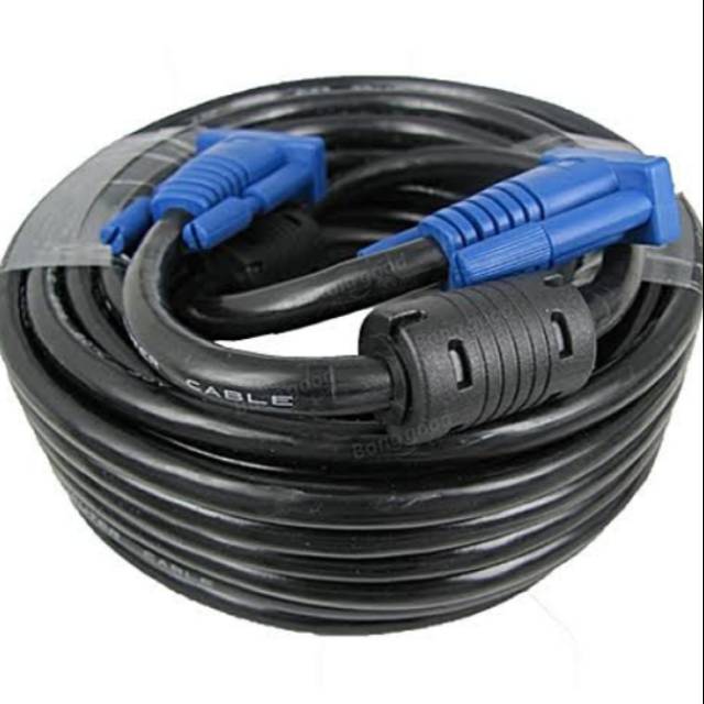 Kabel vga 20 meter original / cable vga to vga male proyektor lcd tv 20m tebal bagus