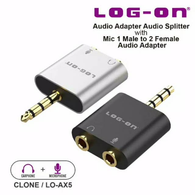 Log-On Audio Splitter Earphone&amp;Microphone 2IN1 LO-AX5 Male to 2 Female