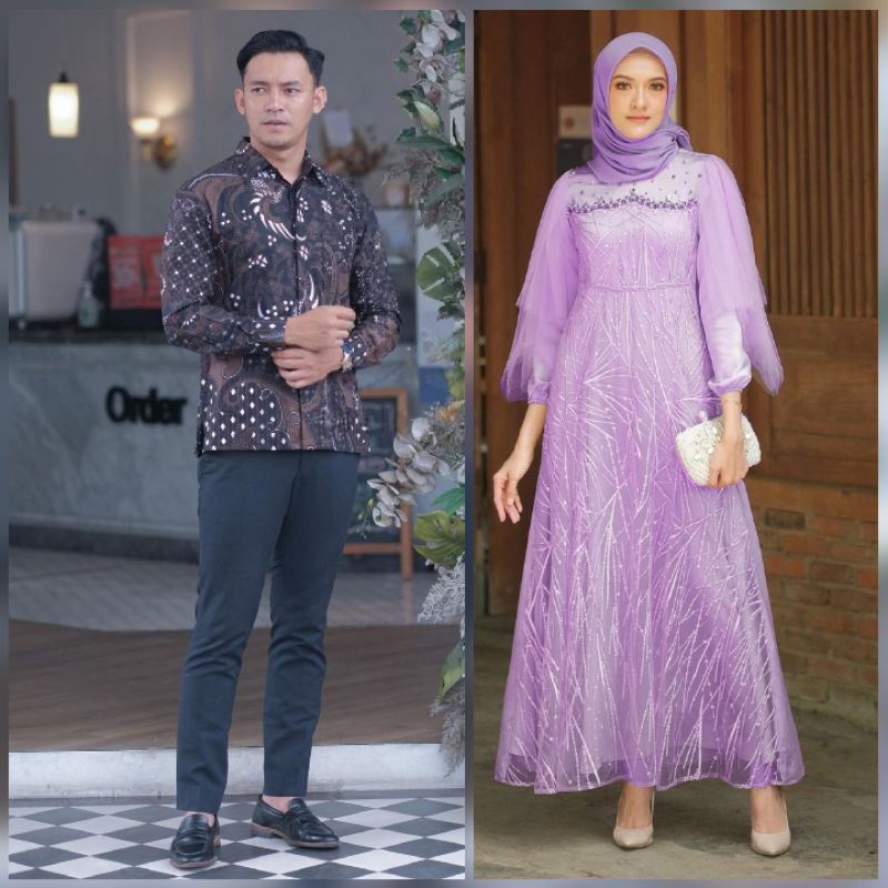 COUPLE GAMIS BRUKLAT AUREL MAXI KEMEJA BATIK LENGAN PANJANG MAXI BRUKAT TULLE PREMIUM GAMIS MODERN NEW ARRIVAL - BISA COD COUPLE GAMIS MAXI DRESS BRUKAT LUNA - MAXI COUPLE GAMIS BROKAT GAMIS PESTA KONDANGAN - OUTFIT LEBARAN GAMIS MUSLIM KEKINIAN