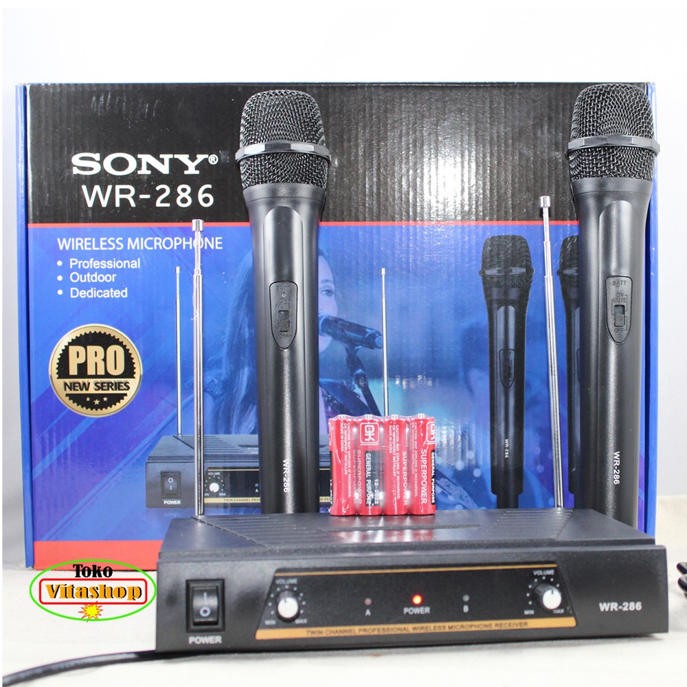 Microphone Wireless  Mic Sony WR-286 Microphone / Mikropon Genggam Double Hitam