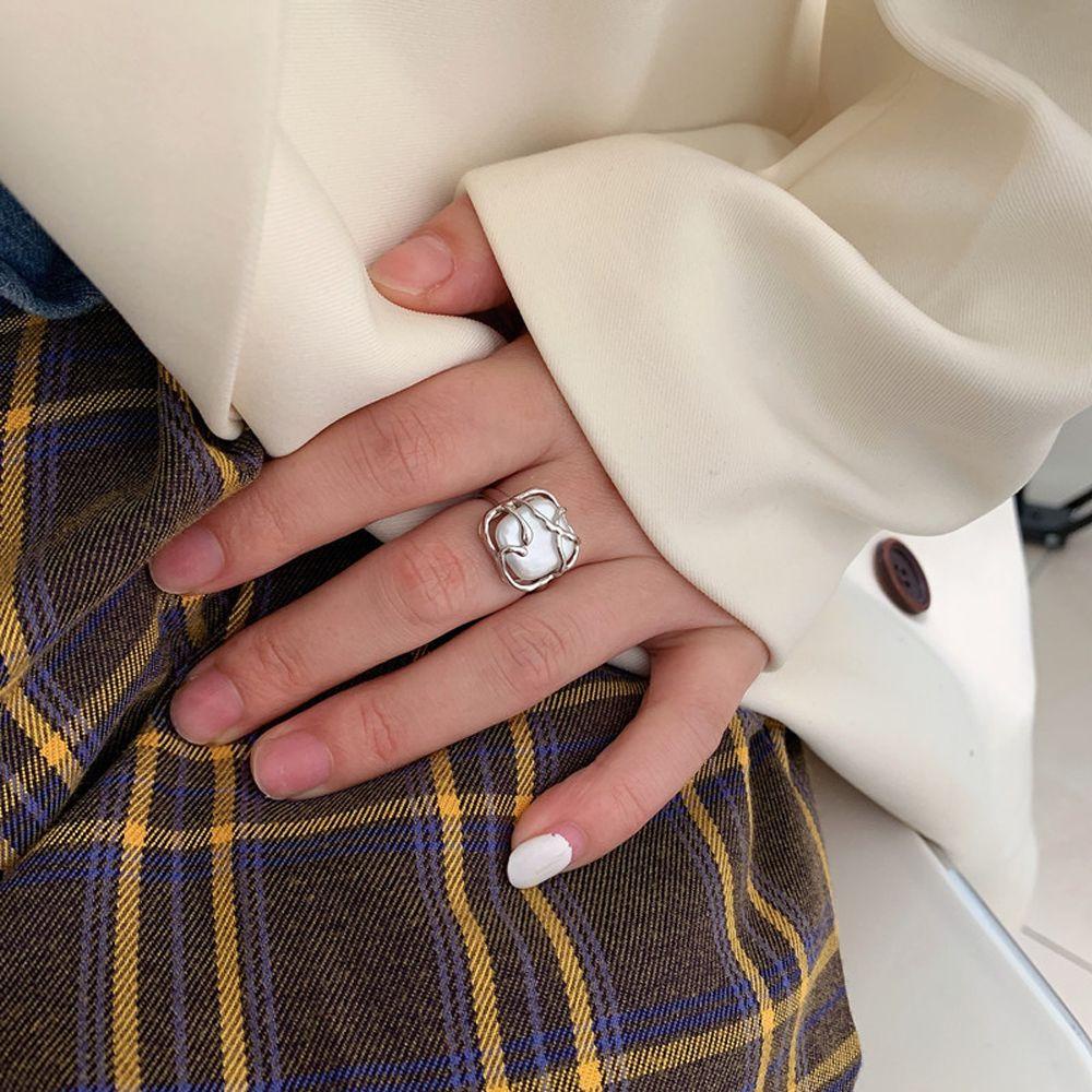 Mxbeauty Cincin Jari Telunjuk Model Terbuka Tidak Teratur Dapat Disesuaikan Gaya Vintage Korea Jepang Untuk Wanita
