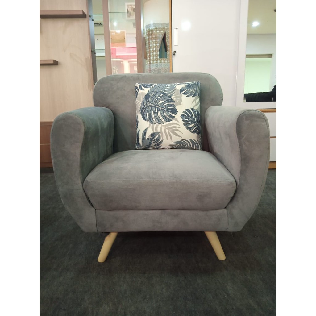 SOFA 1 SEAT ABU-ABU COKLAT MINIMALIS MURAH ELEGANT SOFA KAMAR SOFA RUANG TAMU SOFA AESTHETIK
