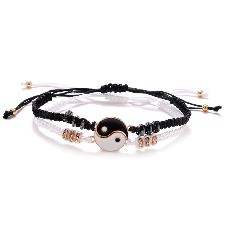 Siy Gelang Persahabatan Strap Kepang Bandul Desain Yin Yang Adjustable Untuk Priawanita