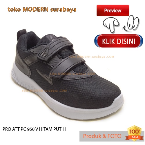 Sepatu anak sekolah sepatu sneaker velcro PRO ATT PC 950 V HITAM PUTIH