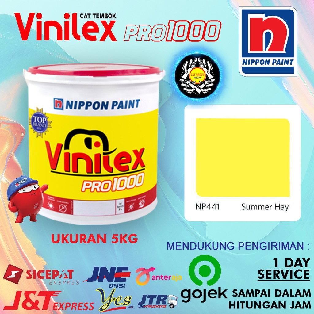 CAT AIR TEMBOK DINDING VINILEX 5 KG WARNA NP 441 SUMMER HAY NP441 KUNING ES MAMBO CERAH TERANG 5KG I