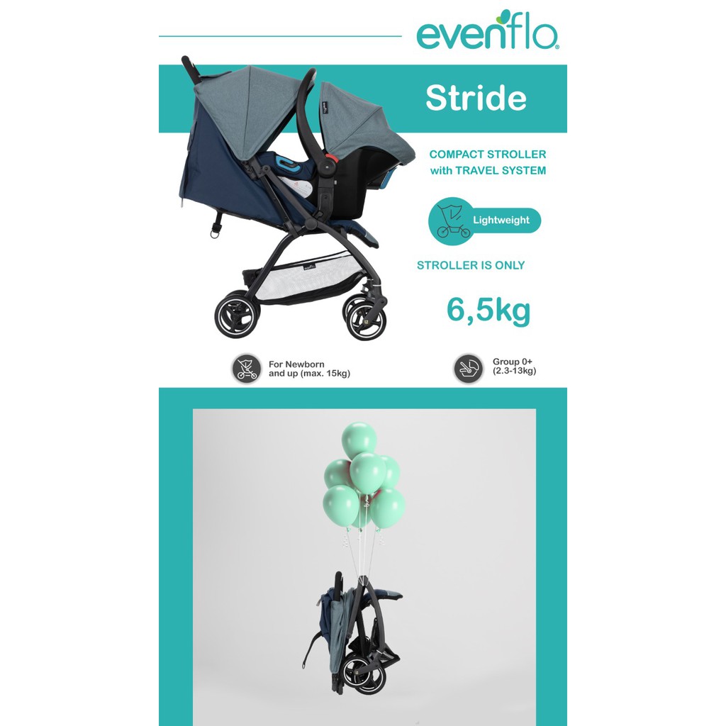 Stroller Baby Cabin Size Kereta Dorong Bayi Evenflo Stride Compact Travel System