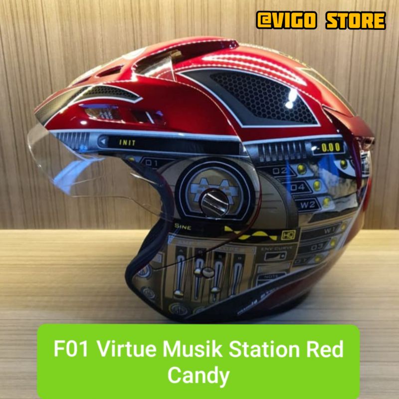 Virtue Music station Helm motor SNI Half Face Pria wanita dewasa Size M L