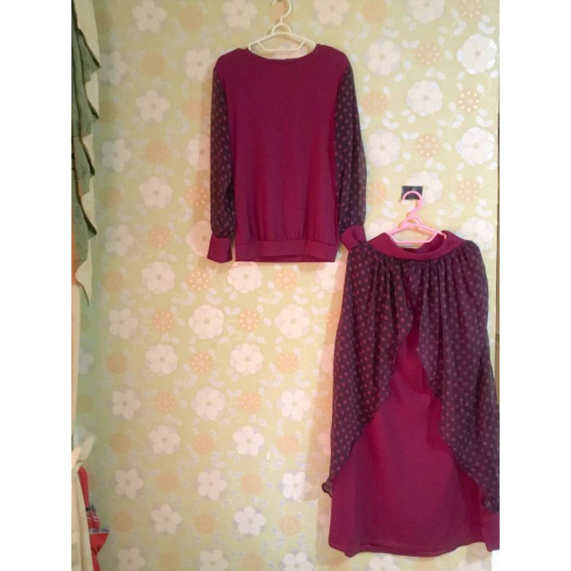 Preloved set polkadot jersey murah