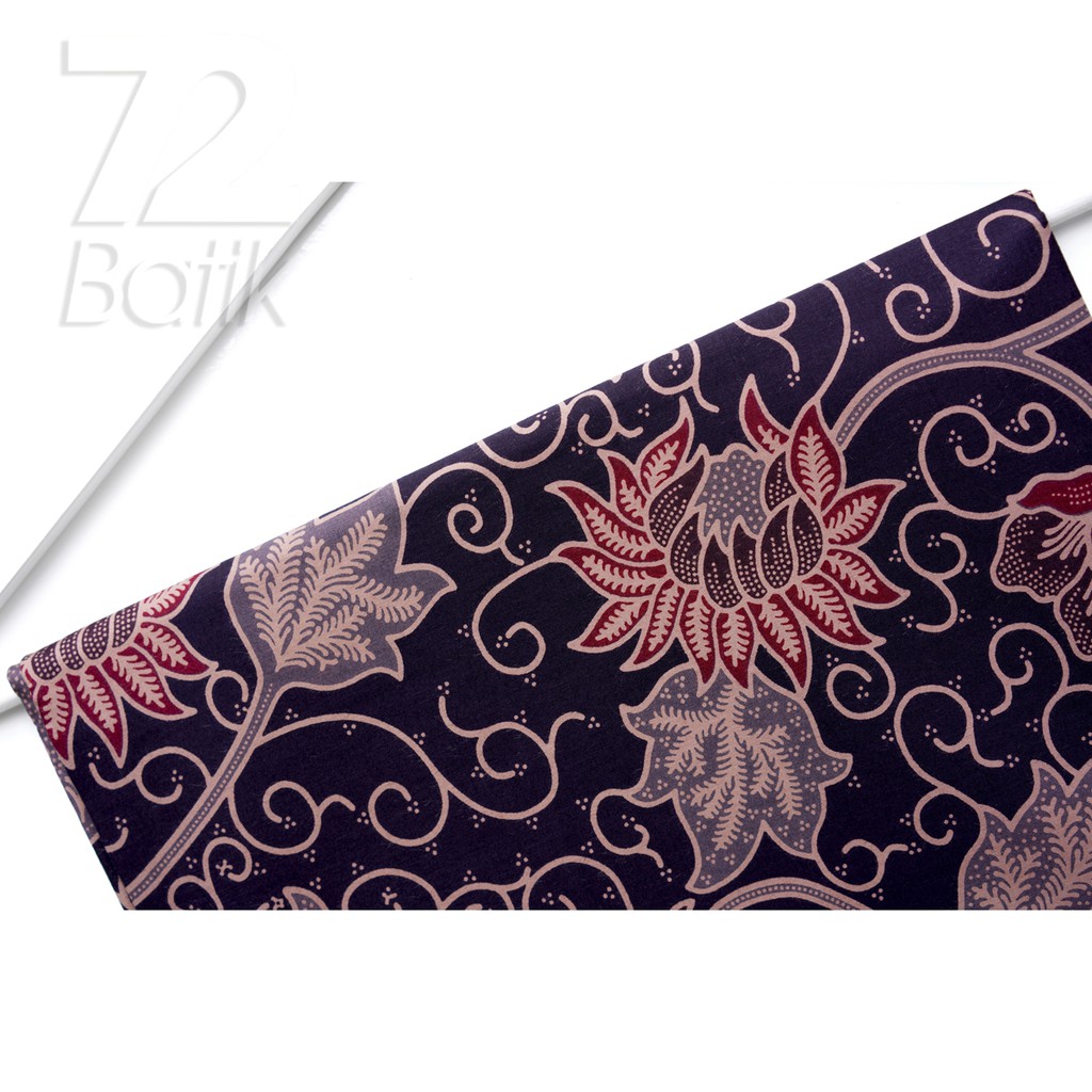 KAIN BATIK PREMIUM Bahan Katun Motif Kembang Rambat Warna Hitam Ireng Abu Merah 724086 Cap 72 Jarik Jarit Samping Kebat Panjang Batik Katun Modern Premium Bahan Seragam Batik Pernikahan Kantor Keluarga Murah Kamen Jadi Batik Bali Lembaran