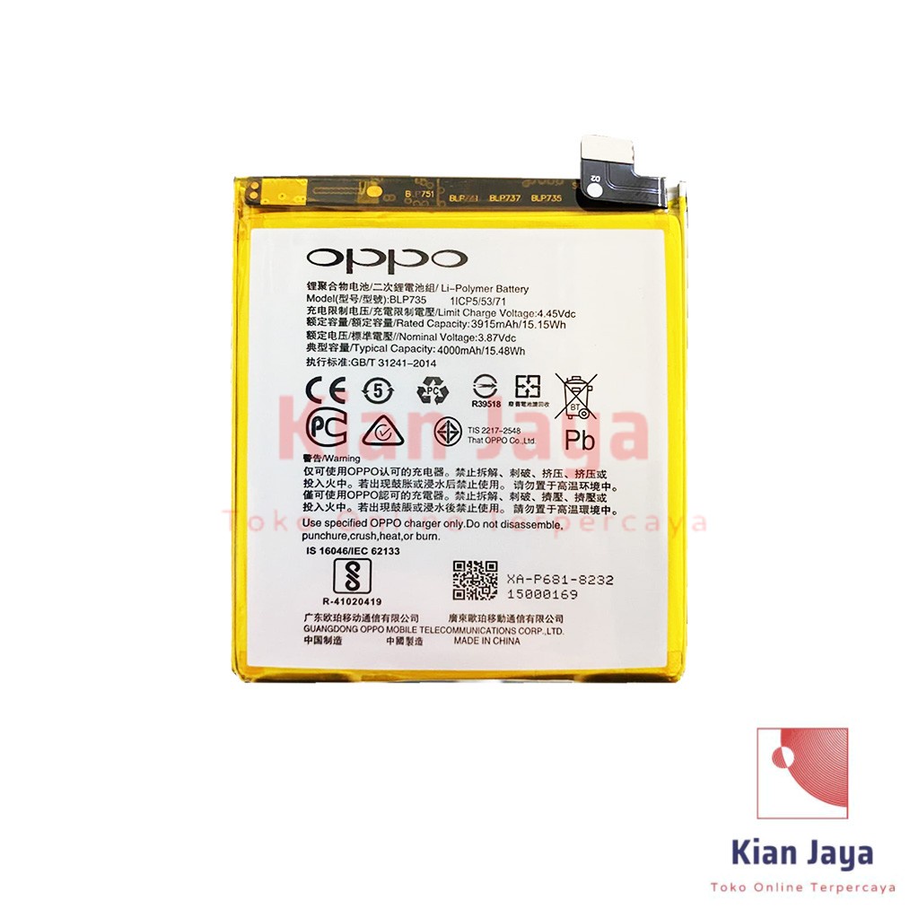 Baterai Oppoo Reno 2 / BLP735 Original OEM Batre Batrai Battery Hp BLP 735 Ori