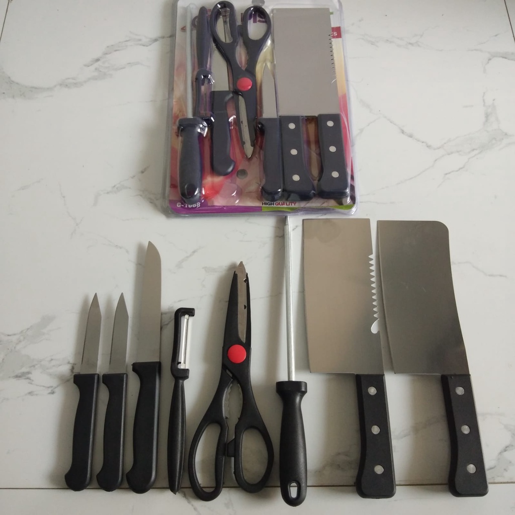 PISAU SET 8PCS GSF G-1068 / PISAU DAPUR SET ISI 8 PCS KITCHEN KNIFE SET GSF / SET PISAU DAPUR ISI 8 PCS STAINLESS ANTI KARAT GSF 1068 / GSF G 1068 / GSF G-1068