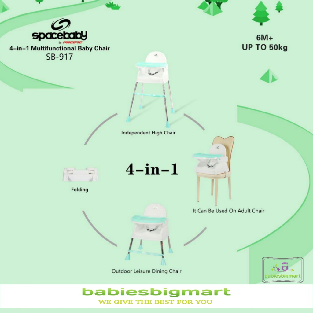 SpaceBaby SB 917 / SB 920 / SB 618 / SB 925 / GA 001 / G 02 VKIDS Baby Booster &amp; High Chair Kursi Makan Bayi Sapce Baby