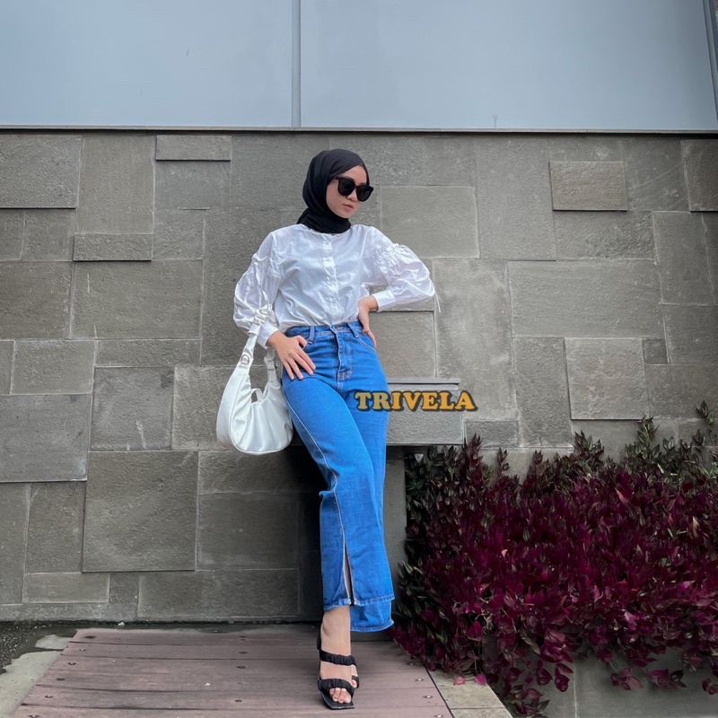 Kulot Jeans Eonni Hijab Friendly / Kulot jeans belah / kulot jeans wanita