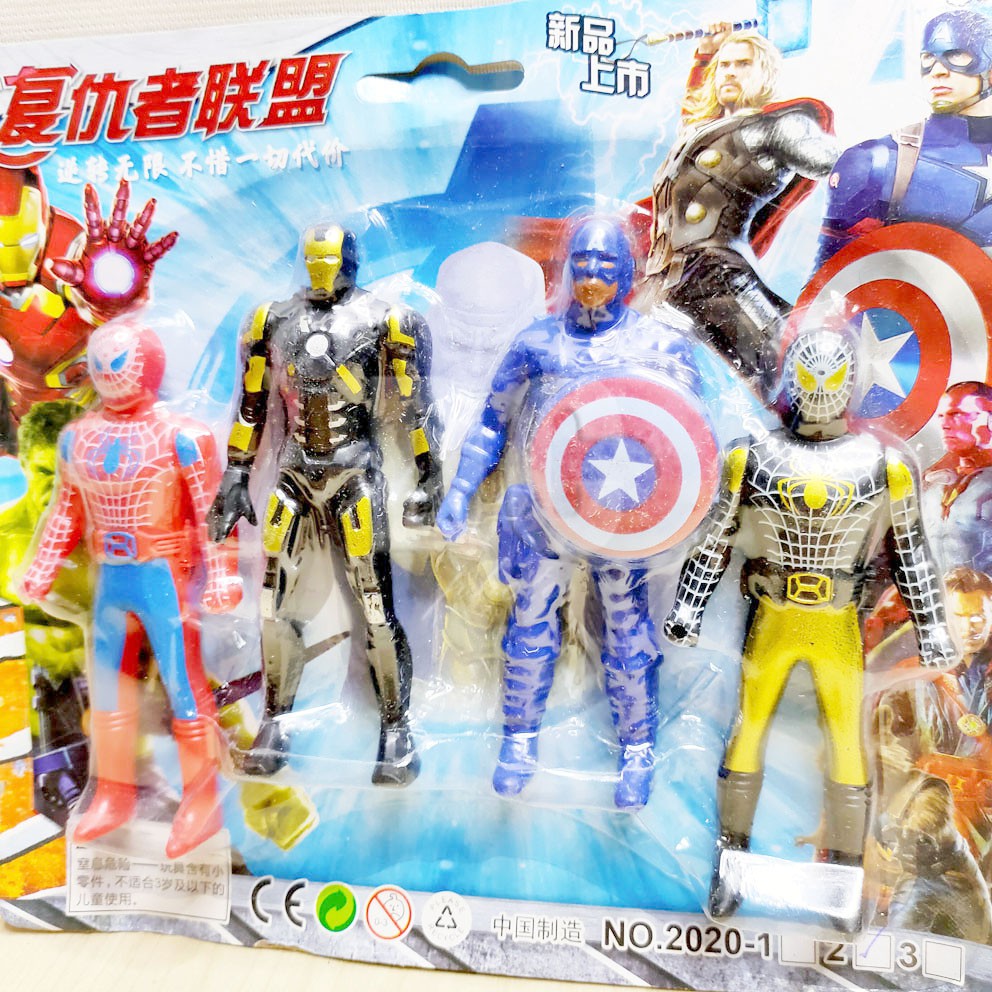 Superheroes 4in1 2020-12 Mainan Mini Action Figure Avengers Captain America Iron Man Spiderman