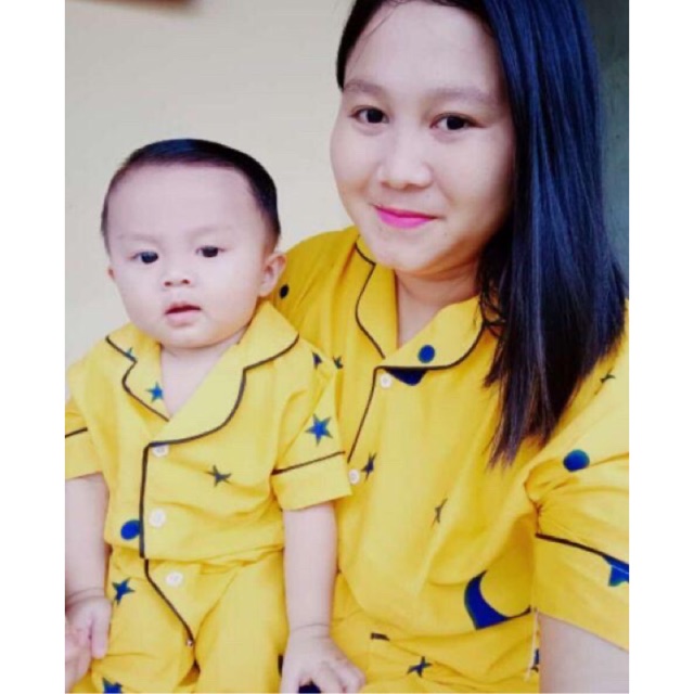 Piyama STARMOON KUNING bisa couple mom kids and family