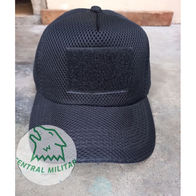 Topi Velcro Hitam - Topi Jaring Hitam