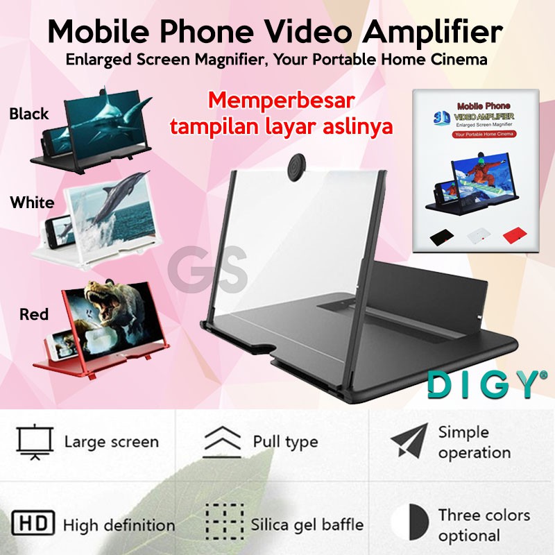 Termurah Mobile Phone Video Amplifier Zoom F4 memperbesar layar hp Hitam Merah Putih