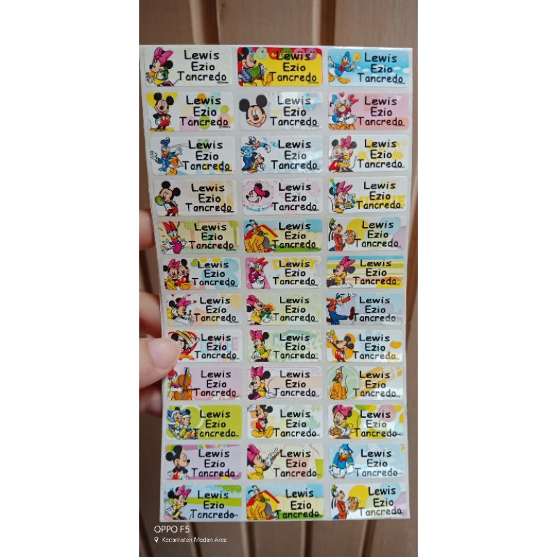 

Stiker Label Nama Waterproof miki & friends