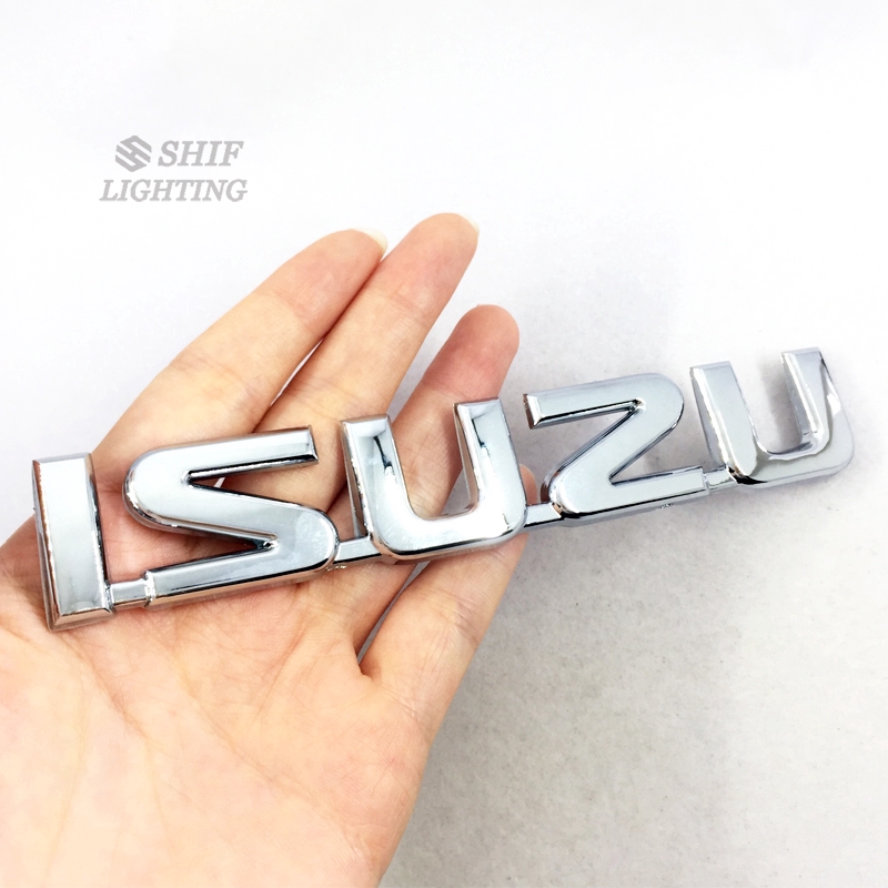 Stiker Emblem / Badge Motif Logo Isuzu Bahan ABS Chrome untuk Bagasi Belakang Mobil suzu