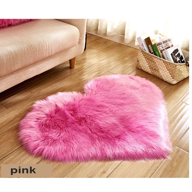 Matras Karpet Model Shaggy Plush Bentuk Hati Anti Selip/Soft Mat