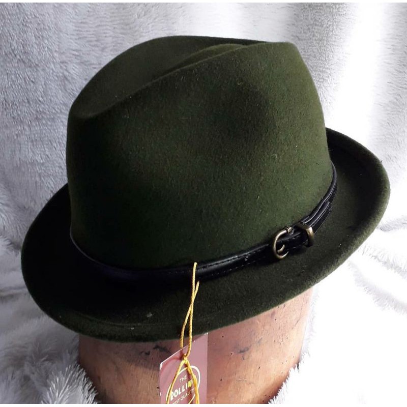 The Rolling topi laken fedora trilby hijau original