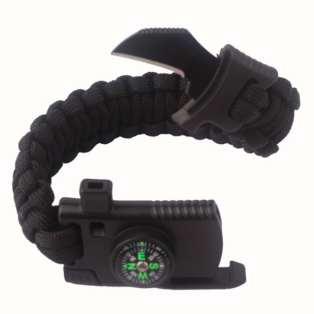 EDC Multifunction Gelang Kompas Peluit Survival Tools - OMSEI5BK Black