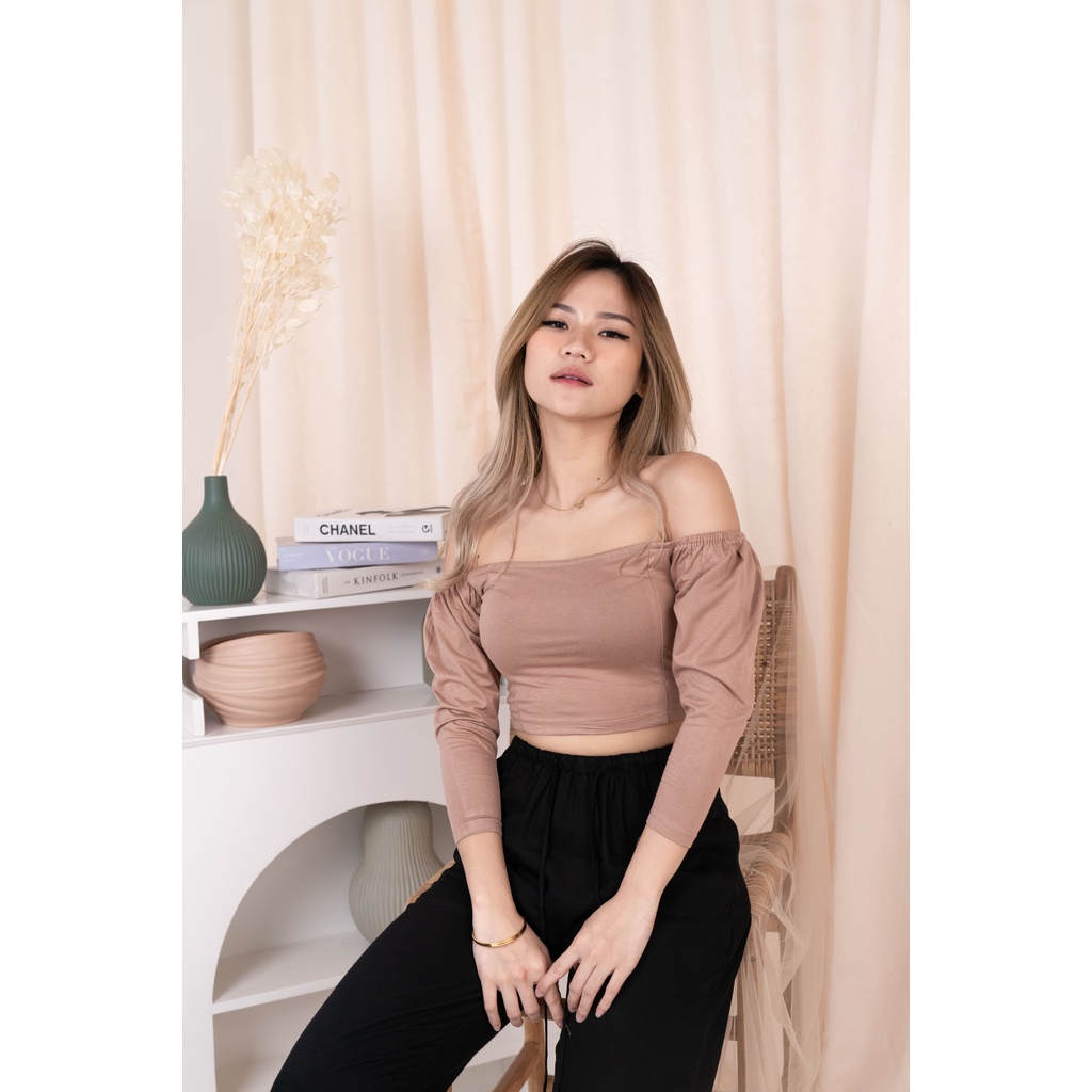 (COD) OH Fashion Cory Sabrina Crop top Stylish Wanita #2470