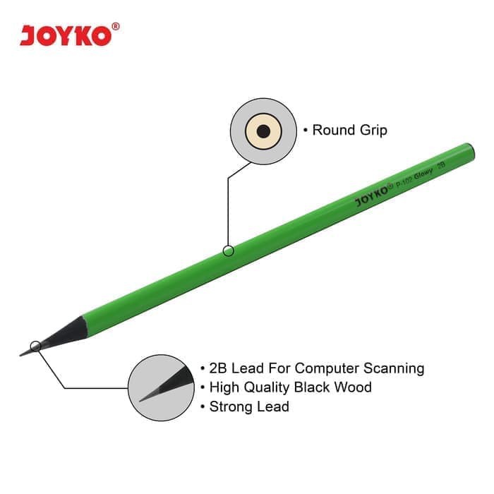 

DISKON Pencil / Pensil Joyko P-102 / 2B / Glowy / 1BOX ISI 12PCS