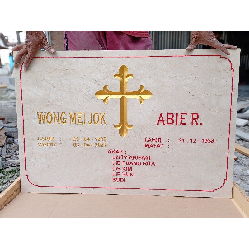 Papan Nama Nisan Marmer Ukir Grafir