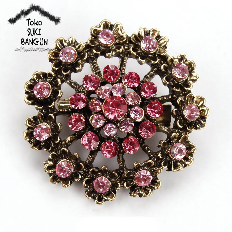 BRK 023-025 Bros Pin Bunga Wanita Jilbab Hijab Flower Brooch Women