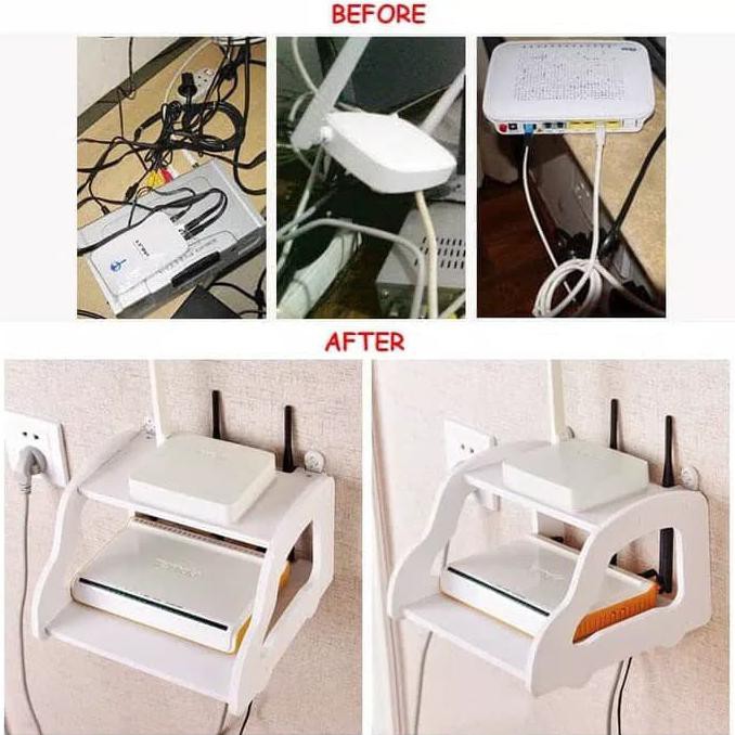 Rak Router Wifi Modem Telepon Rak Dinding Vintage Desktop Rak Pajangan TERBAIK