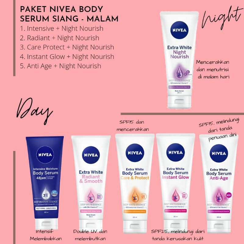 ★ BB ★ NIVEA Body Serum Extra White 180ML